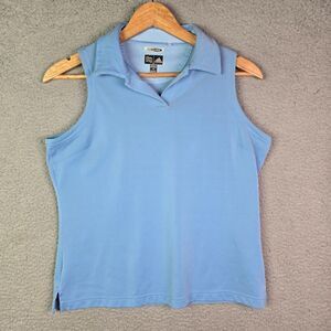 Adidas Climacool Sleeveless Polo Blue M Athletic Golf Lightweight